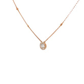 14k Rose Gold .70ct G VS2 Center Round Diamond and along Halo .23ct G VS2 Round Solitaire Necklace